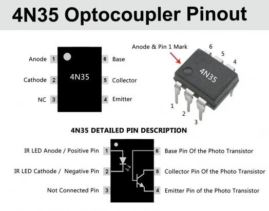 4N35 Optocoupler IC: Datasheet, Pinout, Circuit Diagram & Uses